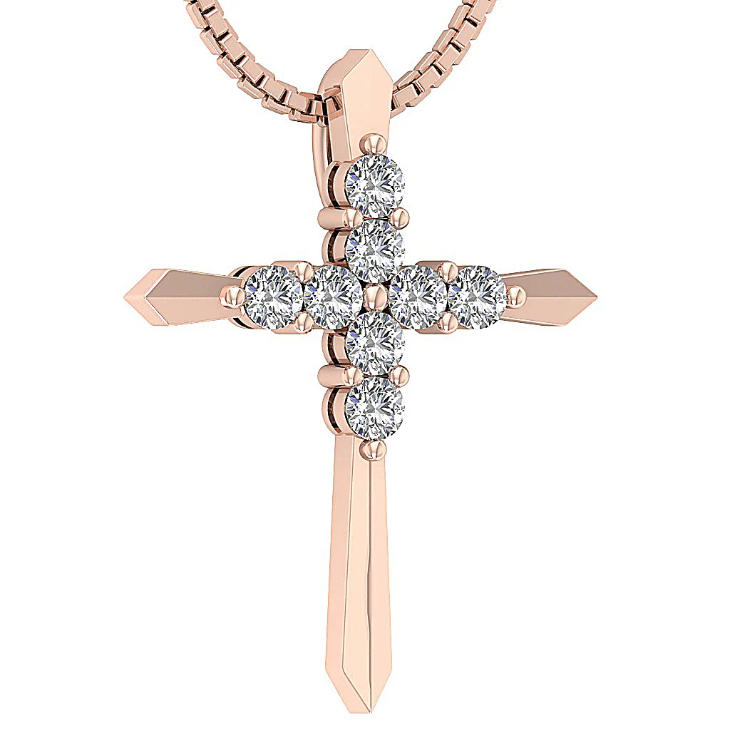The Charles Classsic Genuine Diamond Cross Pendant With Chain Yellow Gold - Image 6