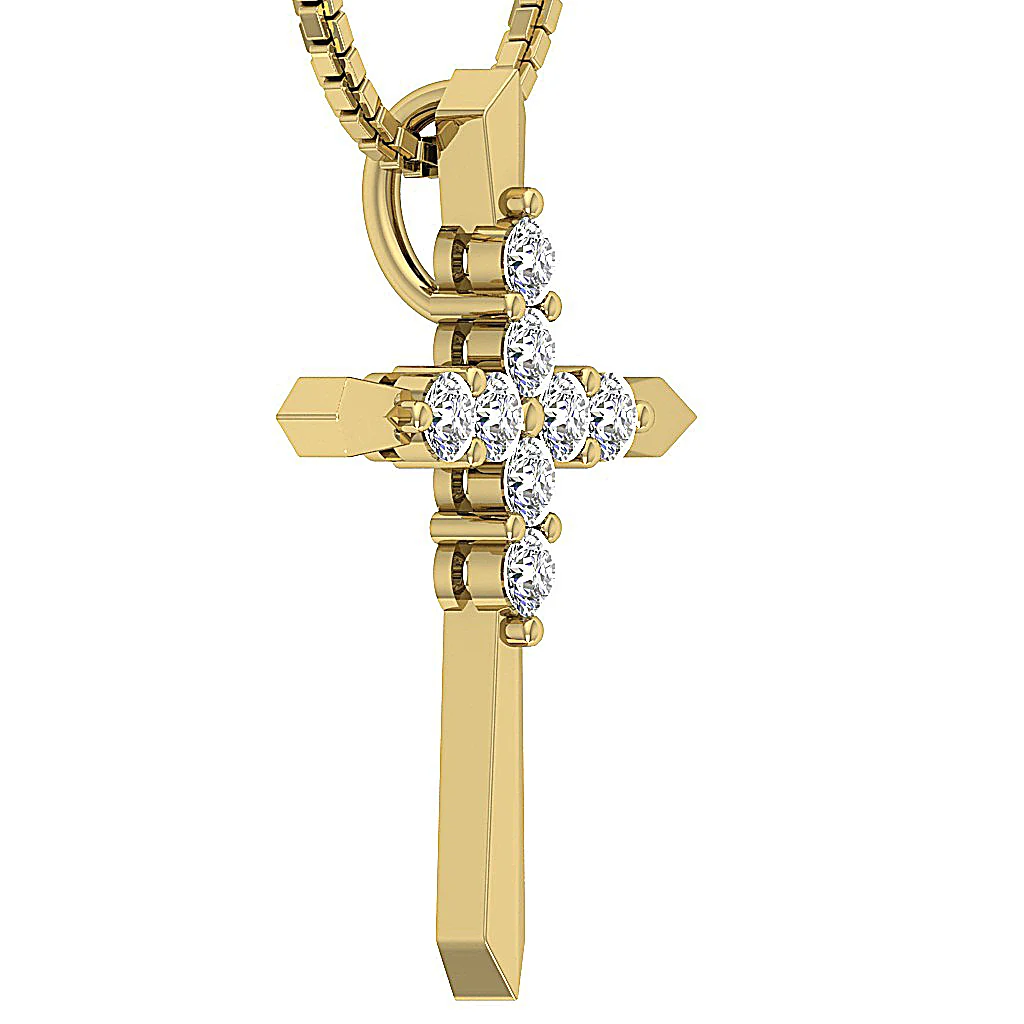 The Charles Classsic Genuine Diamond Cross Pendant With Chain Yellow Gold - Image 8