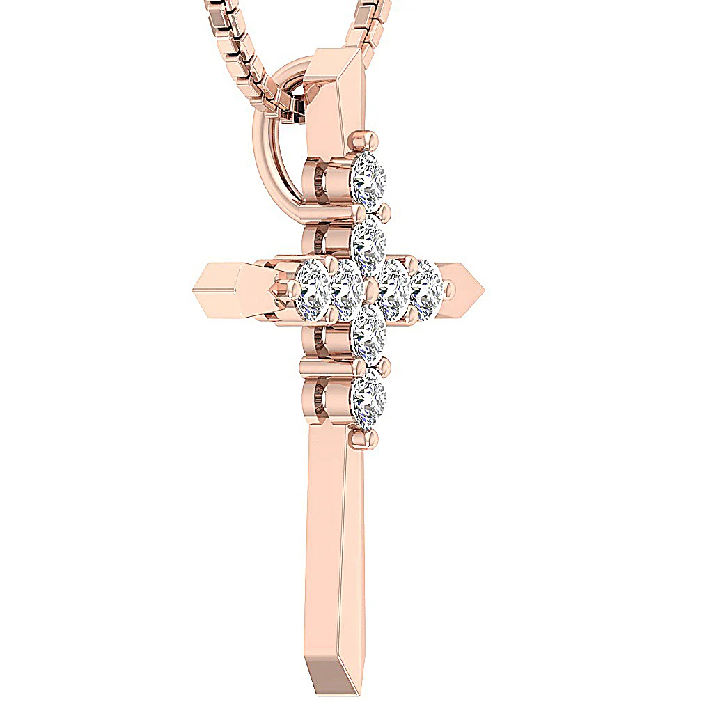 The Charles Classsic Genuine Diamond Cross Pendant With Chain Yellow Gold - Image 9