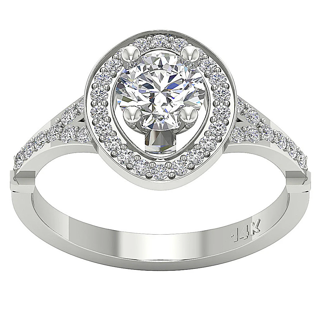 The Charles Gorgeous Oval Halo Solitaire Engagement Ring Round Diamond 14k Gold - Image 4