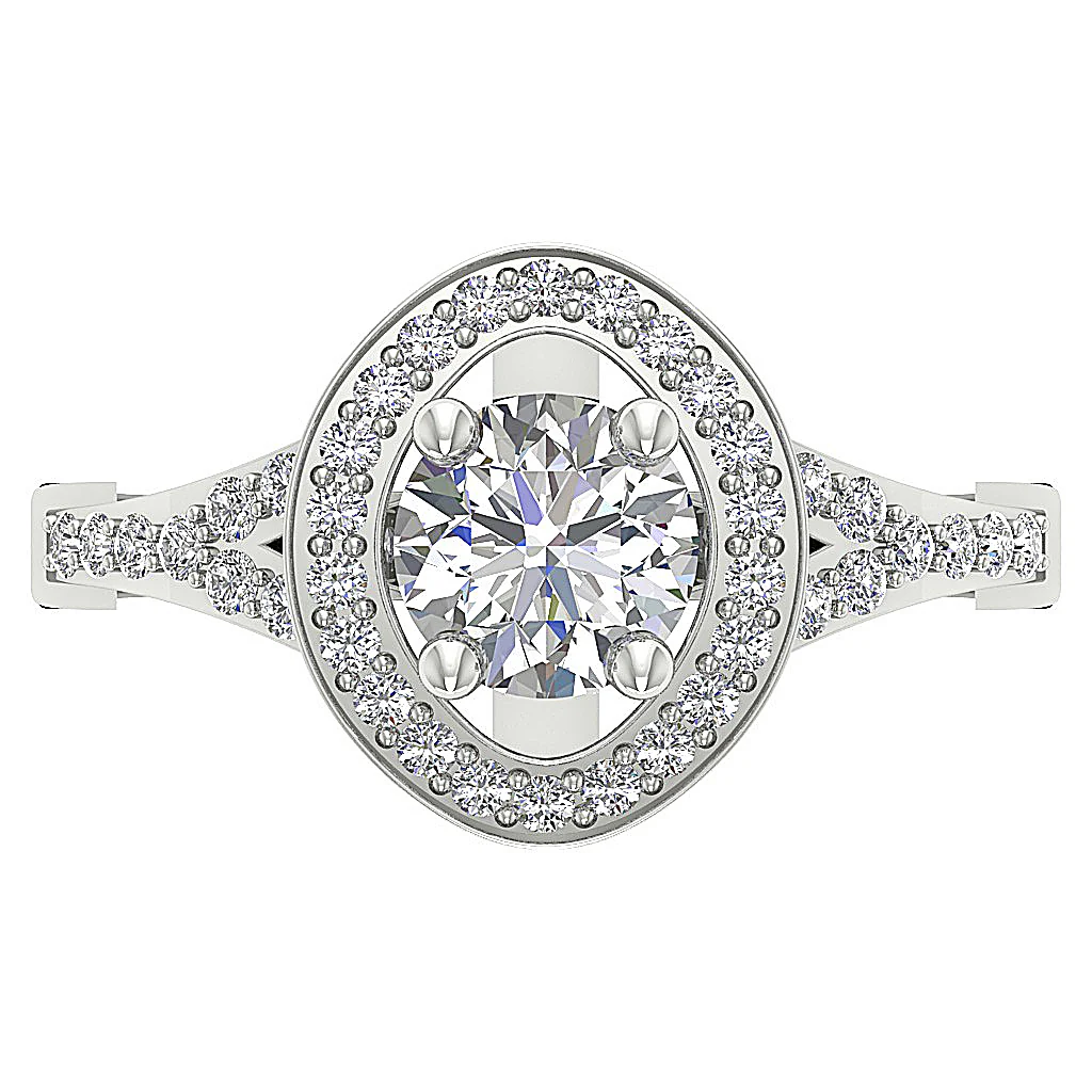 The Charles Gorgeous Oval Halo Solitaire Engagement Ring Round Diamond 14k Gold - Image 6