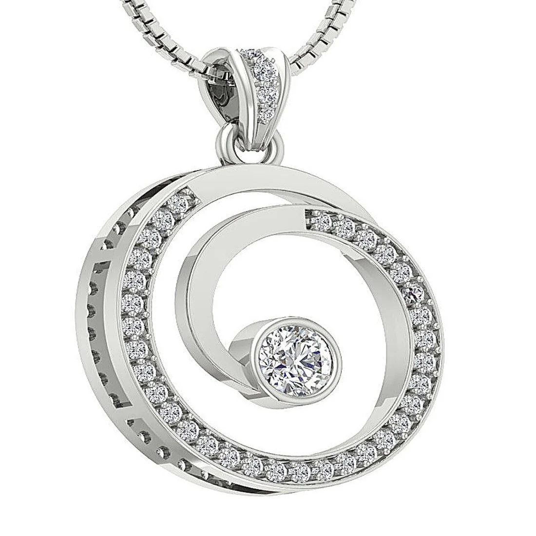 The Charlie Natural Diamond 14k White Gold Cricle Fashion Pendant For Her