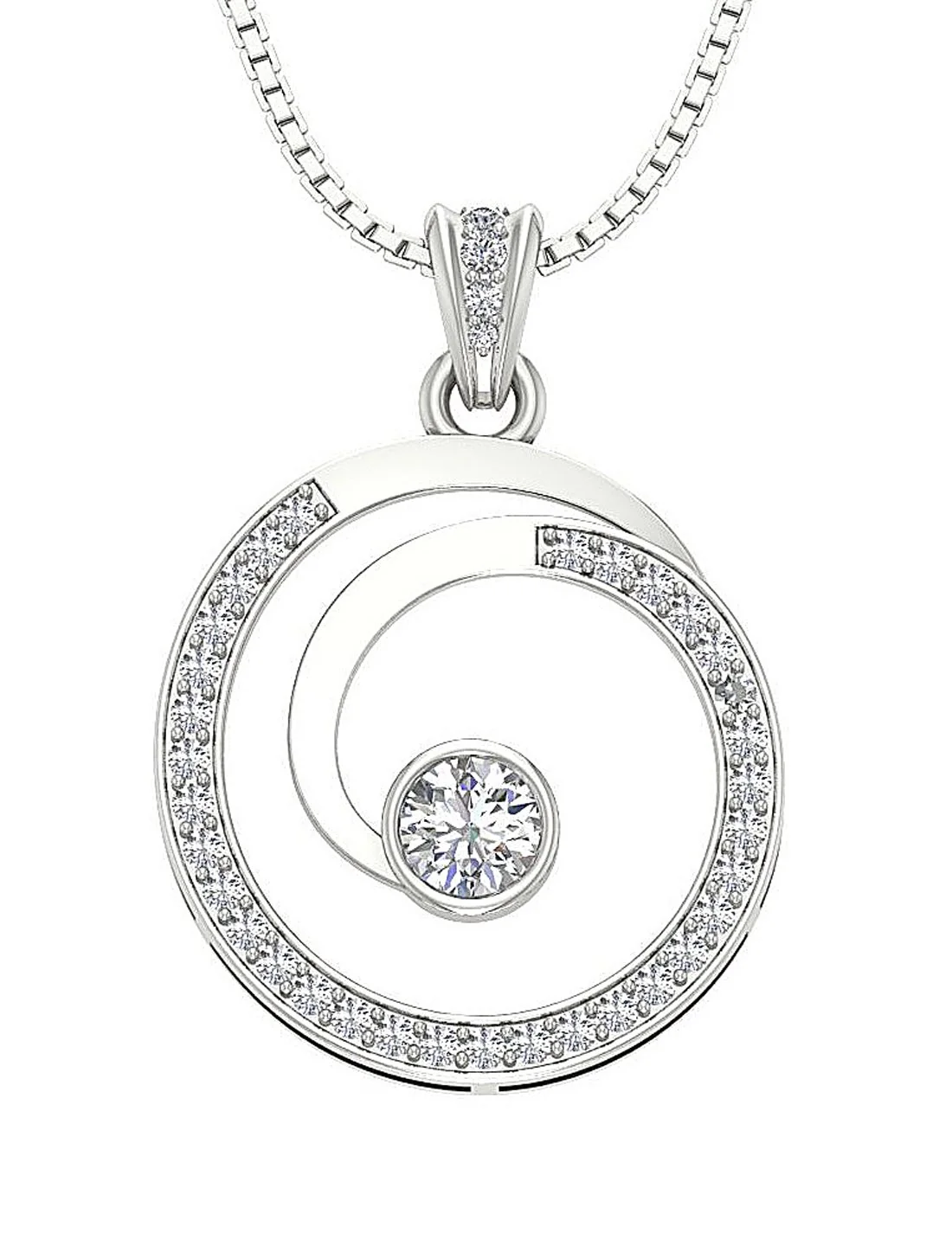 The Charlie Natural Diamond 14k White Gold Cricle Fashion Pendant For Her - Image 4