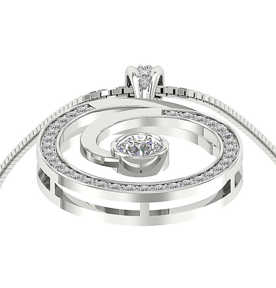 The Charlie Natural Diamond 14k White Gold Cricle Fashion Pendant For Her - Image 5