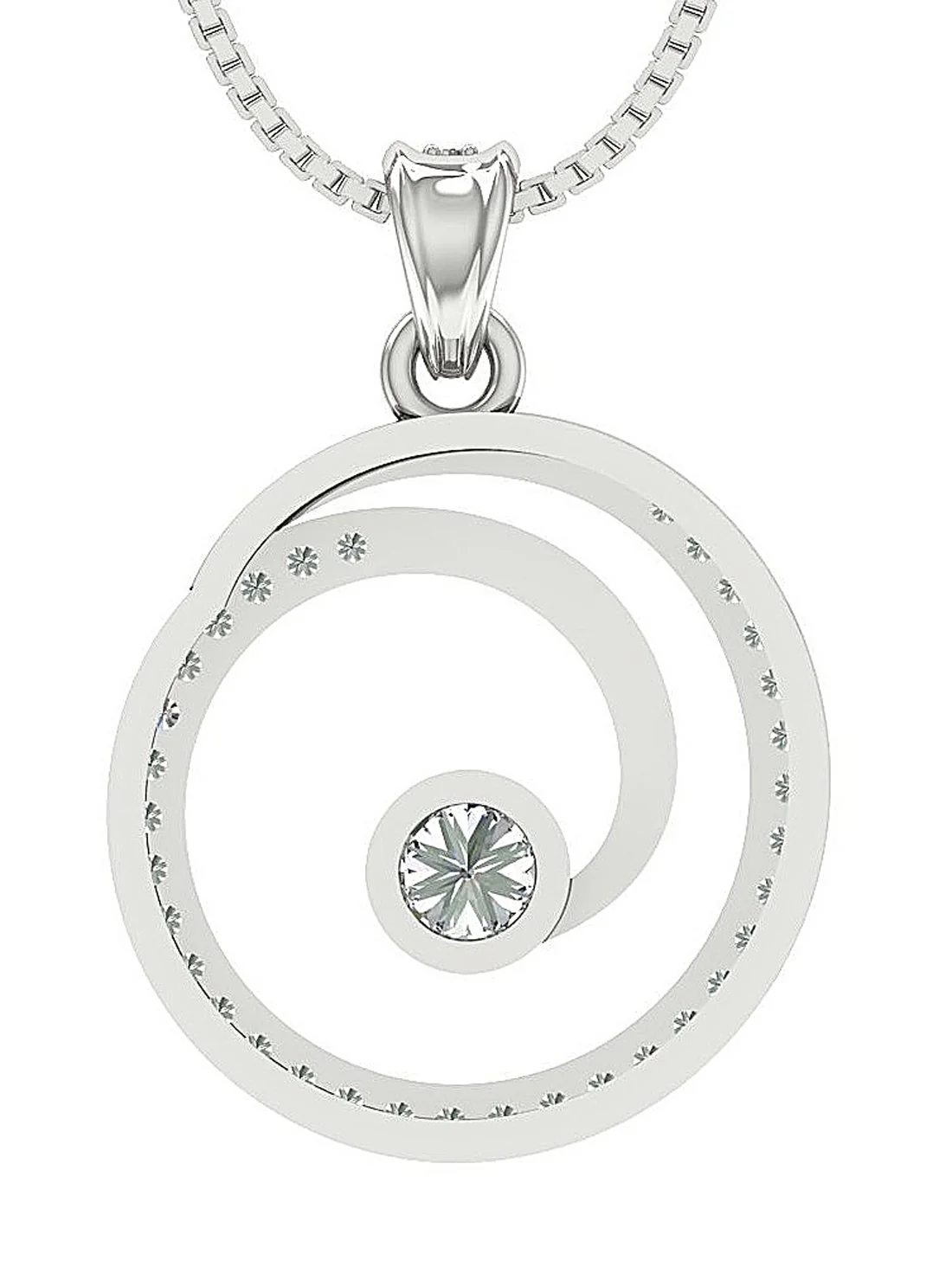 The Charlie Natural Diamond 14k White Gold Cricle Fashion Pendant For Her - Image 7