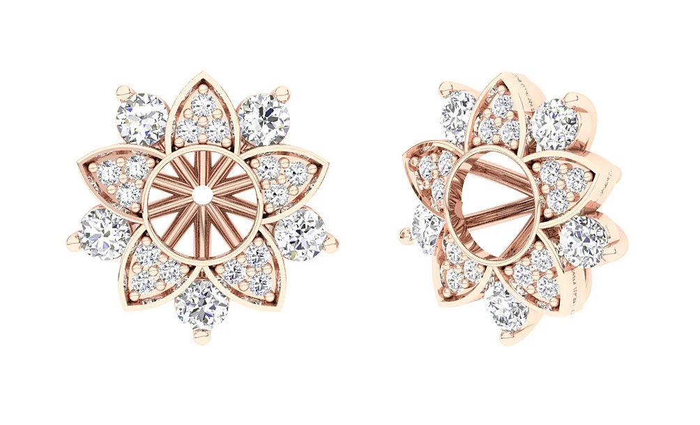 I1/SI1/VS1 1.00Ct Prong Set Natural Diamond Flower Jacket Earring 14K White Gold 12.15 mm - Image 3