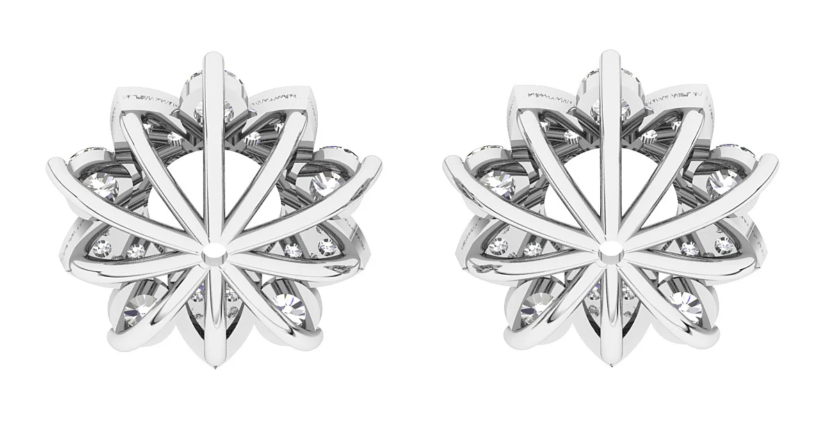 I1/SI1/VS1 1.00Ct Prong Set Natural Diamond Flower Jacket Earring 14K White Gold 12.15 mm - Image 6