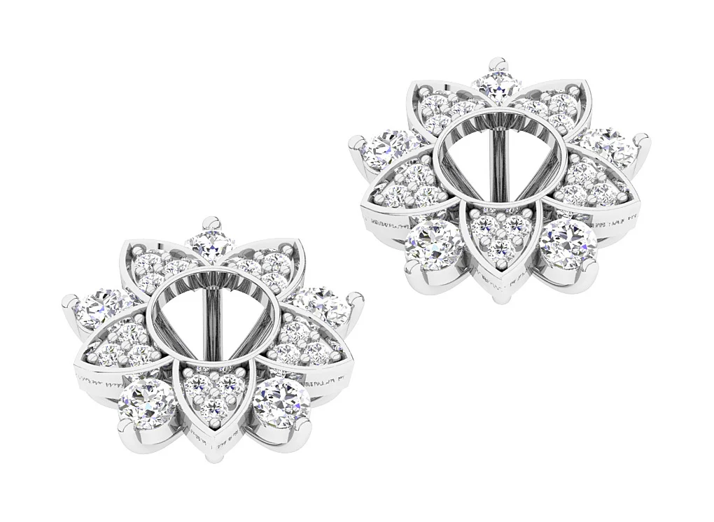 I1/SI1/VS1 1.00Ct Prong Set Natural Diamond Flower Jacket Earring 14K White Gold 12.15 mm - Image 8