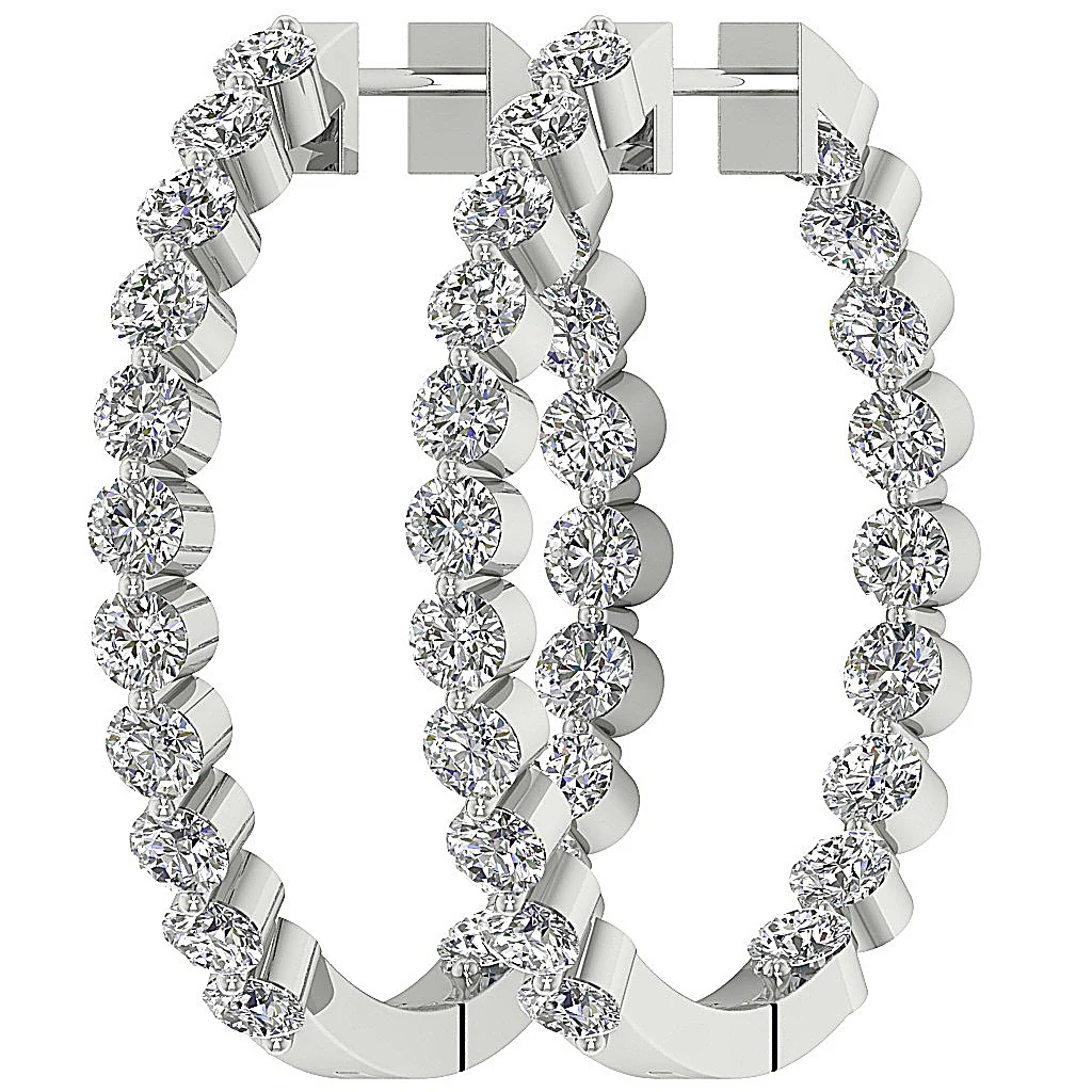 The Charlotte Floating Natural Diamond Rose Gold Inside Outside Hoops Earring 1.20 Inch - Image 12