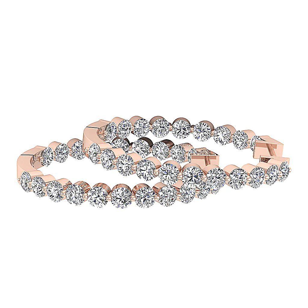 The Charlotte Floating Natural Diamond Rose Gold Inside Outside Hoops Earring 1.20 Inch - Image 13