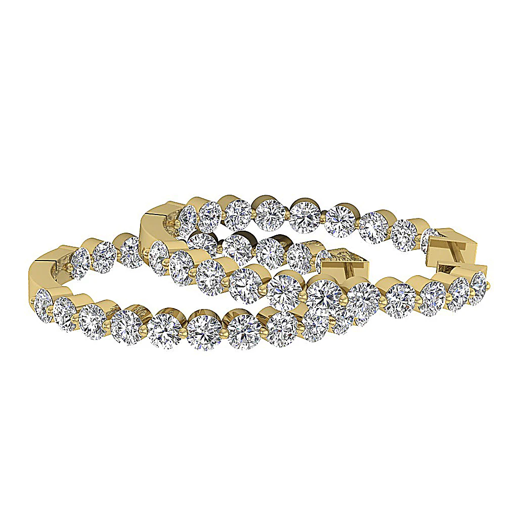 The Charlotte Floating Natural Diamond Rose Gold Inside Outside Hoops Earring 1.20 Inch - Image 14