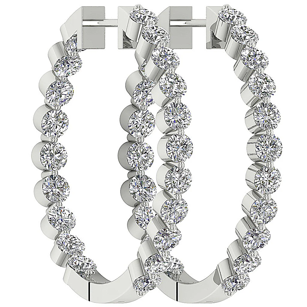 The Charlotte Floating Natural Diamond Rose Gold Inside Outside Hoops Earring 1.20 Inch - Image 3