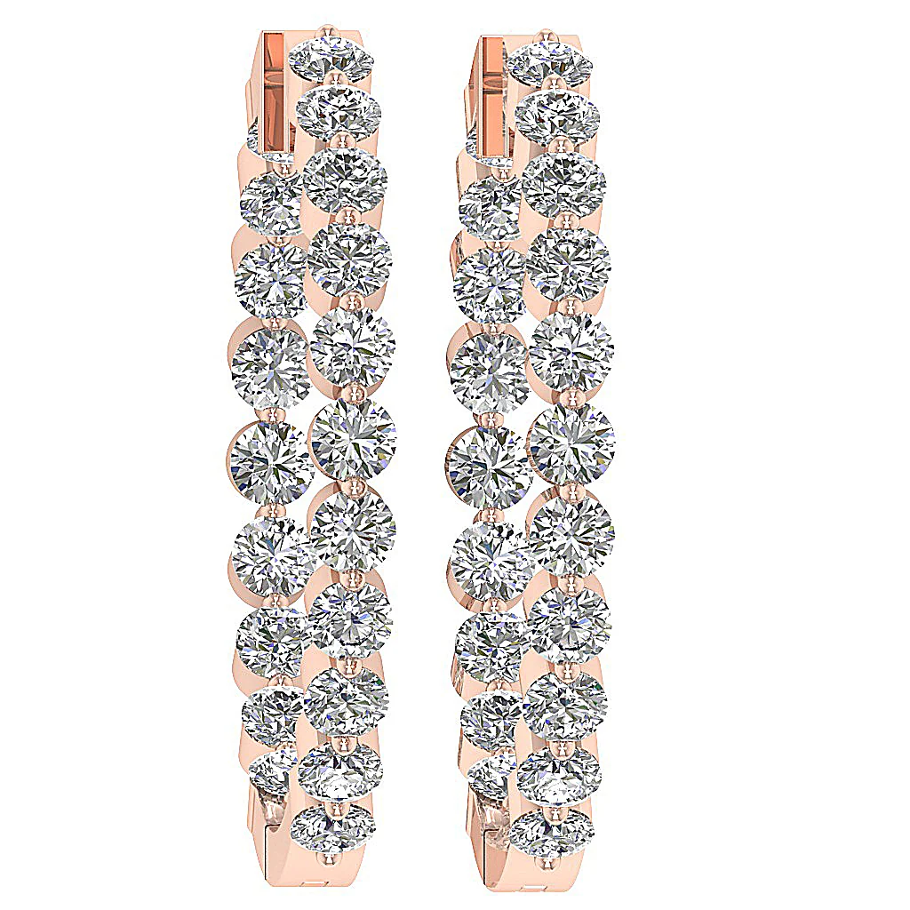 The Charlotte Floating Natural Diamond Rose Gold Inside Outside Hoops Earring 1.20 Inch - Image 4