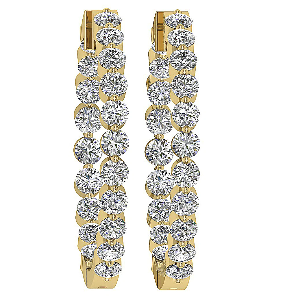 The Charlotte Floating Natural Diamond Rose Gold Inside Outside Hoops Earring 1.20 Inch - Image 5