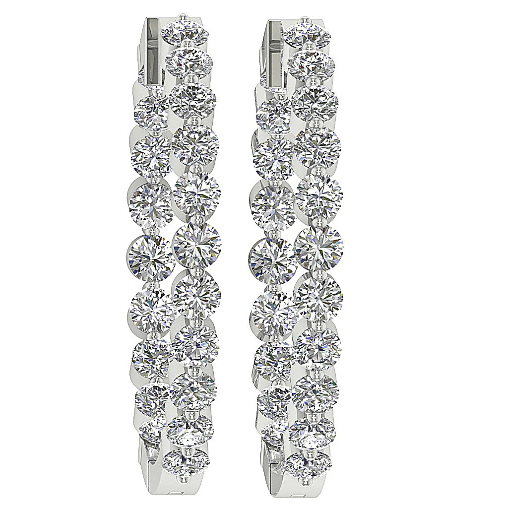 The Charlotte Floating Natural Diamond Rose Gold Inside Outside Hoops Earring 1.20 Inch - Image 6