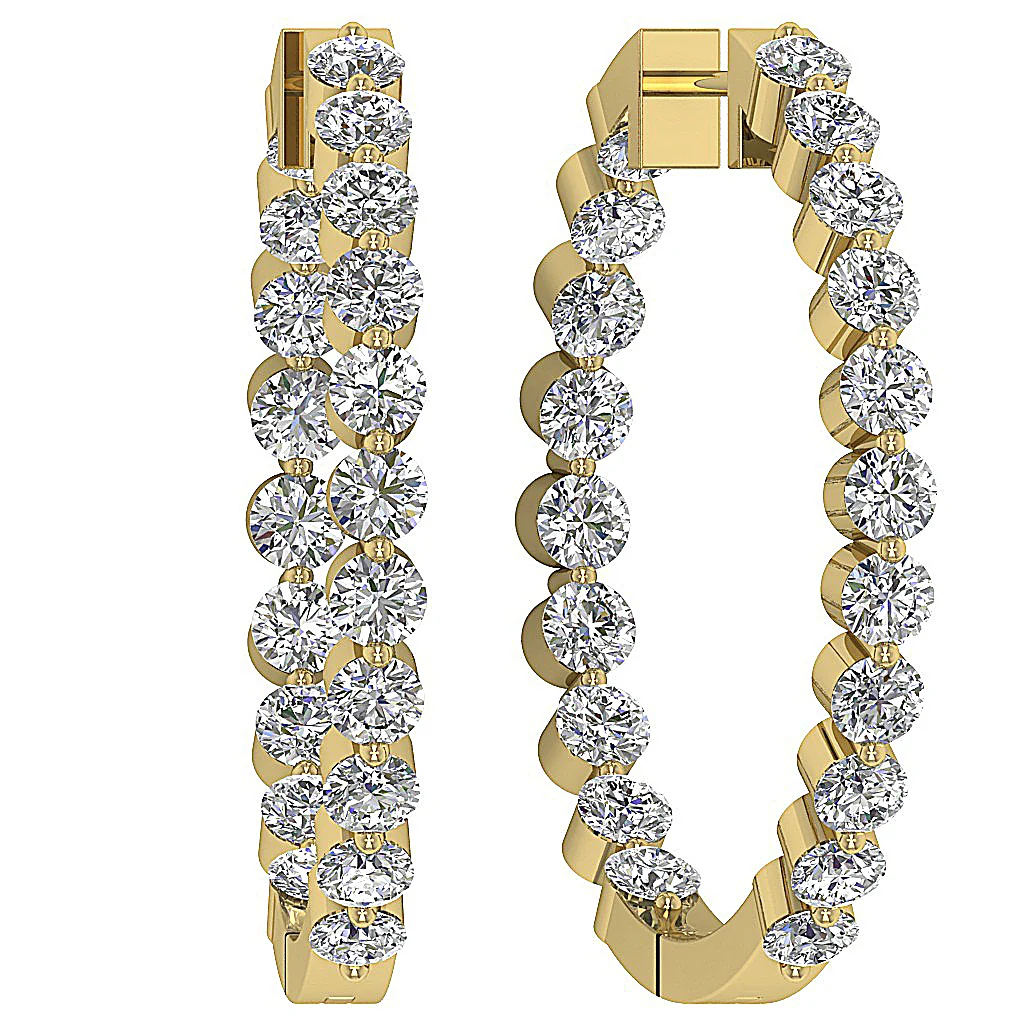 The Charlotte Floating Natural Diamond Rose Gold Inside Outside Hoops Earring 1.20 Inch - Image 8