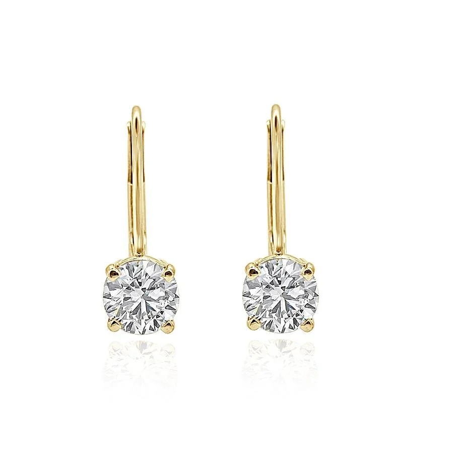 Lever Back Solitaire Studs Earrings I1 G 0.60Ct Genuine Diamond White Yellow Rose Gold - Image 7