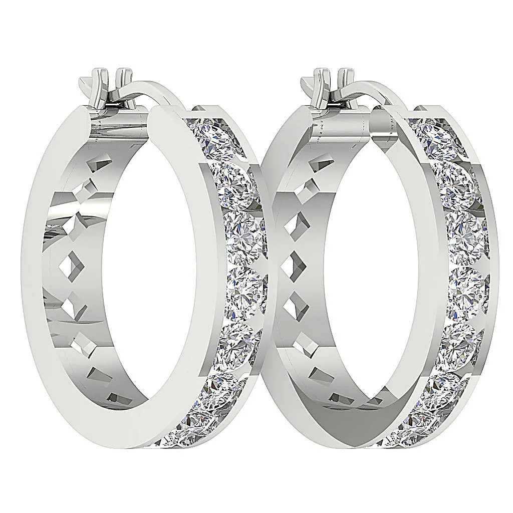 The Chase 14K Rose Gold Channel Set Hoop Earring Genuine Round Diamond - Image 10
