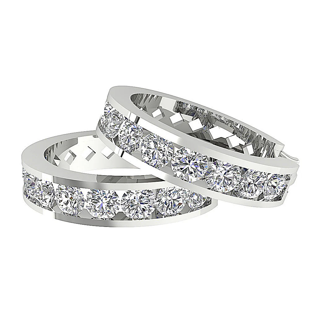 The Chase 14K Rose Gold Channel Set Hoop Earring Genuine Round Diamond - Image 13