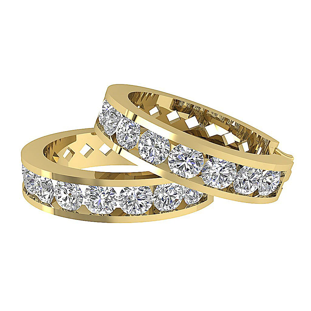 The Chase 14K Rose Gold Channel Set Hoop Earring Genuine Round Diamond - Image 14