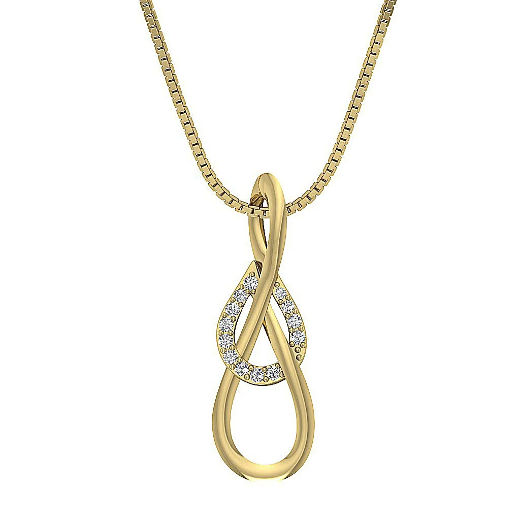 The Chase Genuine Round Diamond 14k Yellow Gold Knot Fashion Pendant Prong Set