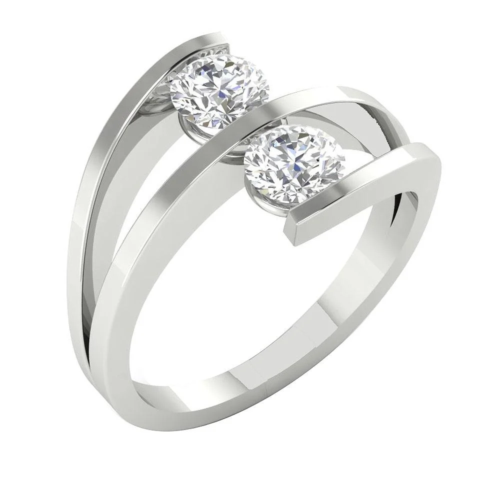 The Boone 14K Rose Gold Natural Diamond Forever Us 2 Stone Engagement Ring 12.95 mm - Image 2
