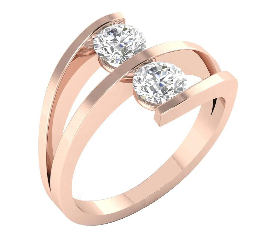 The Boone 14K Rose Gold Natural Diamond Forever Us 2 Stone Engagement Ring 12.95 mm