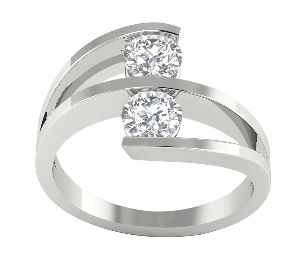 The Boone 14K Rose Gold Natural Diamond Forever Us 2 Stone Engagement Ring 12.95 mm - Image 4