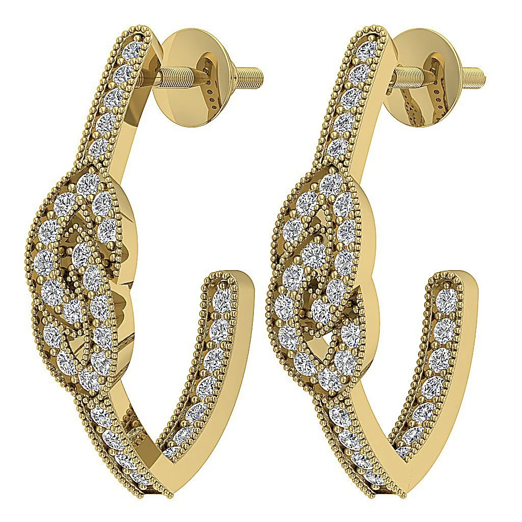 The Christian Milgrain 14k Solid Gold Natural Diamond Fashion Huggies Earrings For Her - Image 3