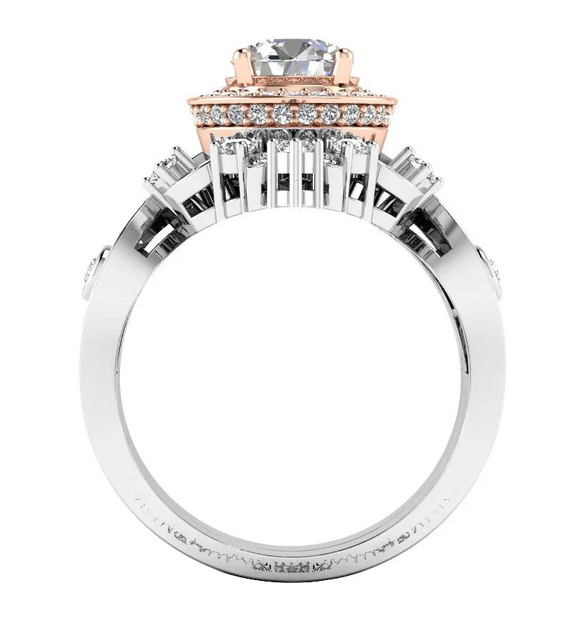 The Christian Gorgeous Round Brilliant Cut Diamond Bridal Halo Engagement Ring Set 14k Solid Gold - Image 11