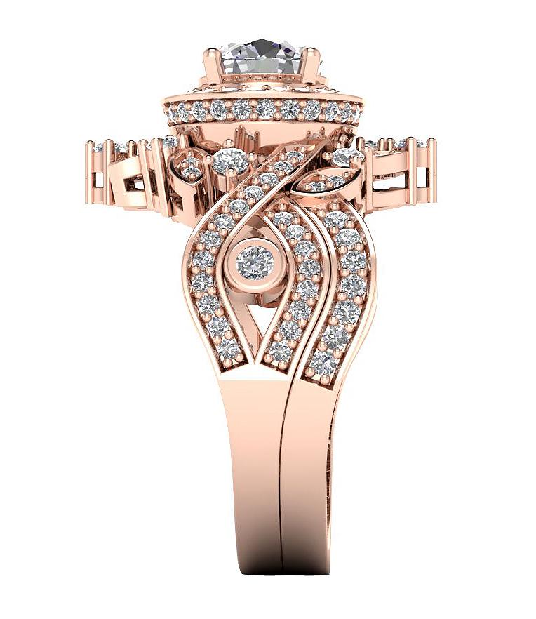 The Christian Gorgeous Round Brilliant Cut Diamond Bridal Halo Engagement Ring Set 14k Solid Gold - Image 7