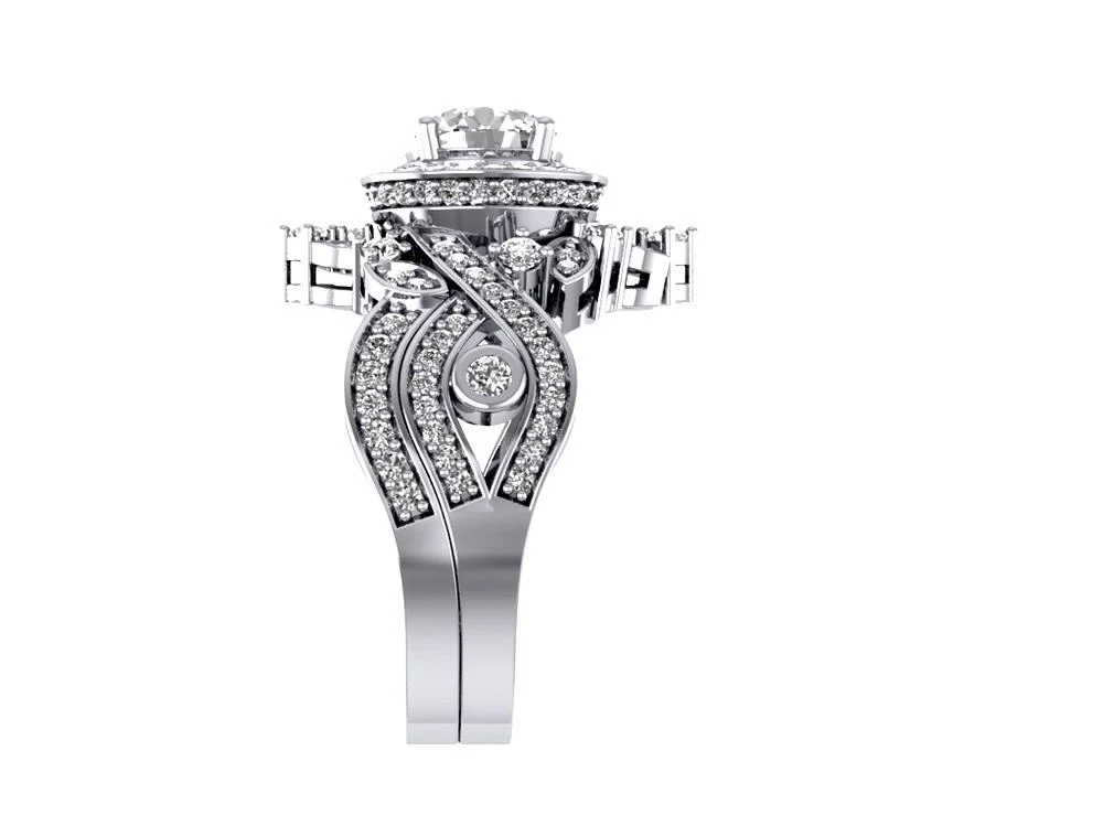 The Christian Gorgeous Round Brilliant Cut Diamond Bridal Halo Engagement Ring Set 14k Solid Gold - Image 8