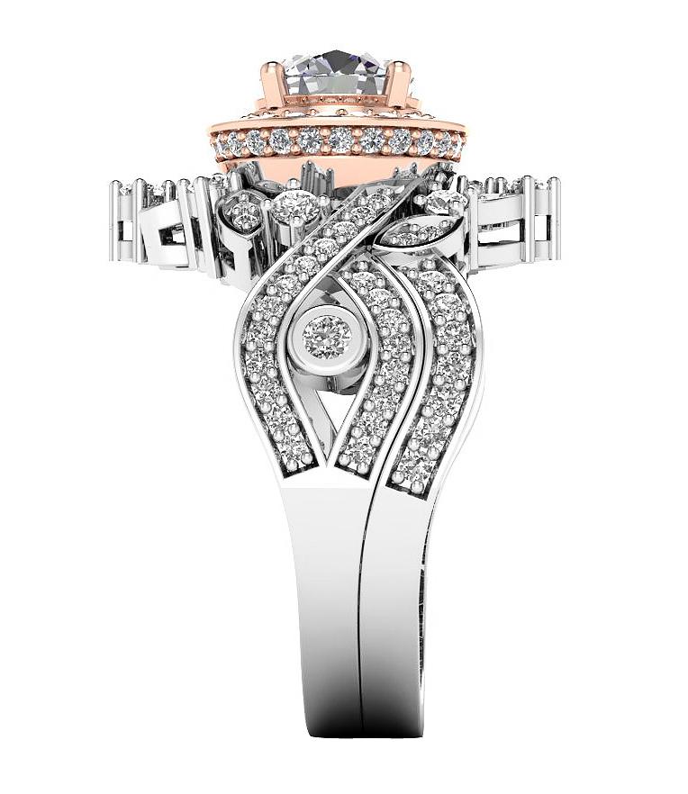 The Christian Gorgeous Round Brilliant Cut Diamond Bridal Halo Engagement Ring Set 14k Solid Gold - Image 9