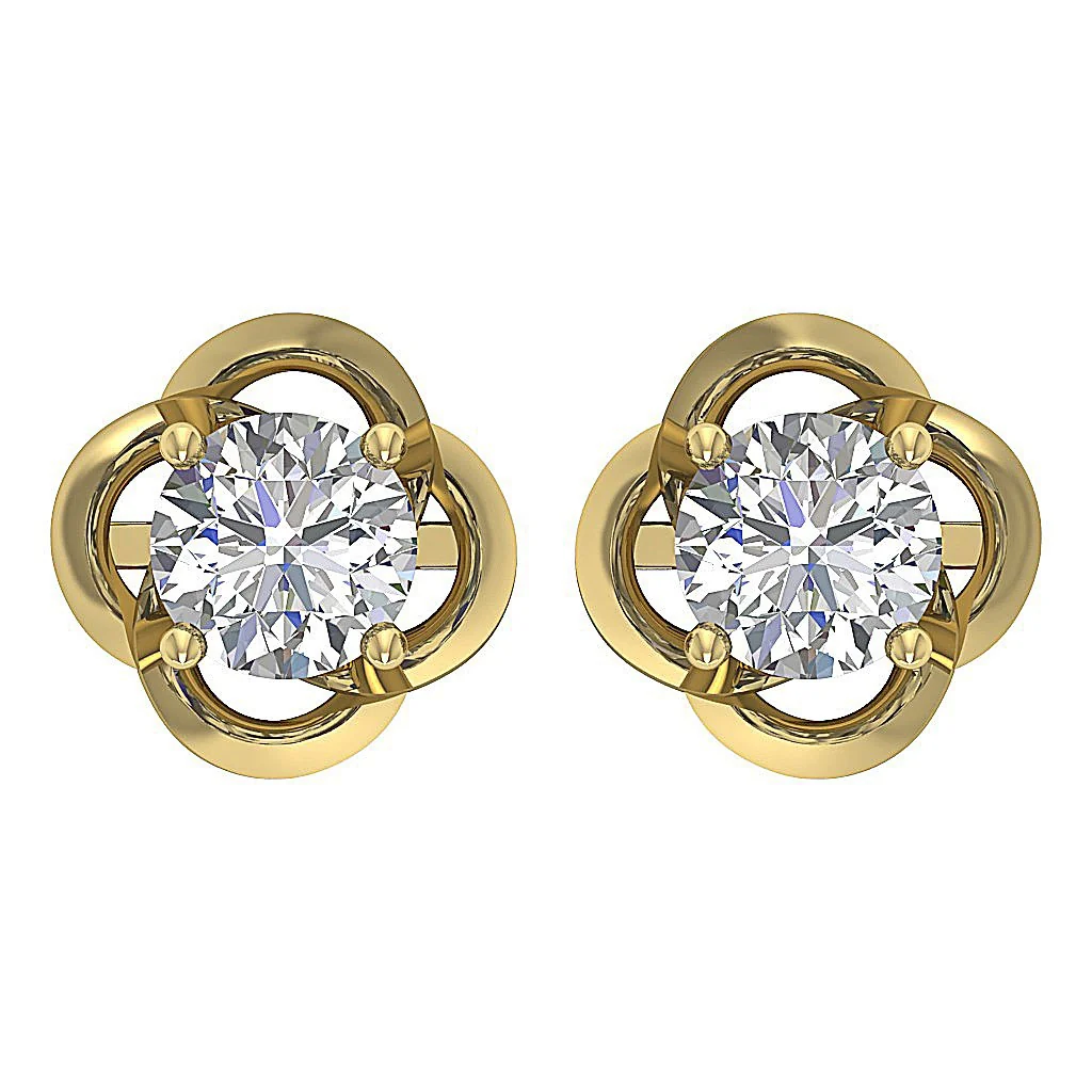 The Christopher Round Brilliant Cut Diamond Rose Gold Solitaire Designer Studs Earrings - Image 5