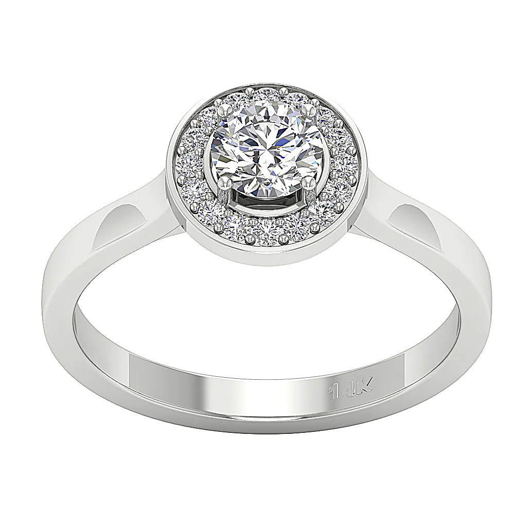 The Cillian Genuine Diamond 14k White Yellow Rose Gold Halo Solitaire Engagement Ring