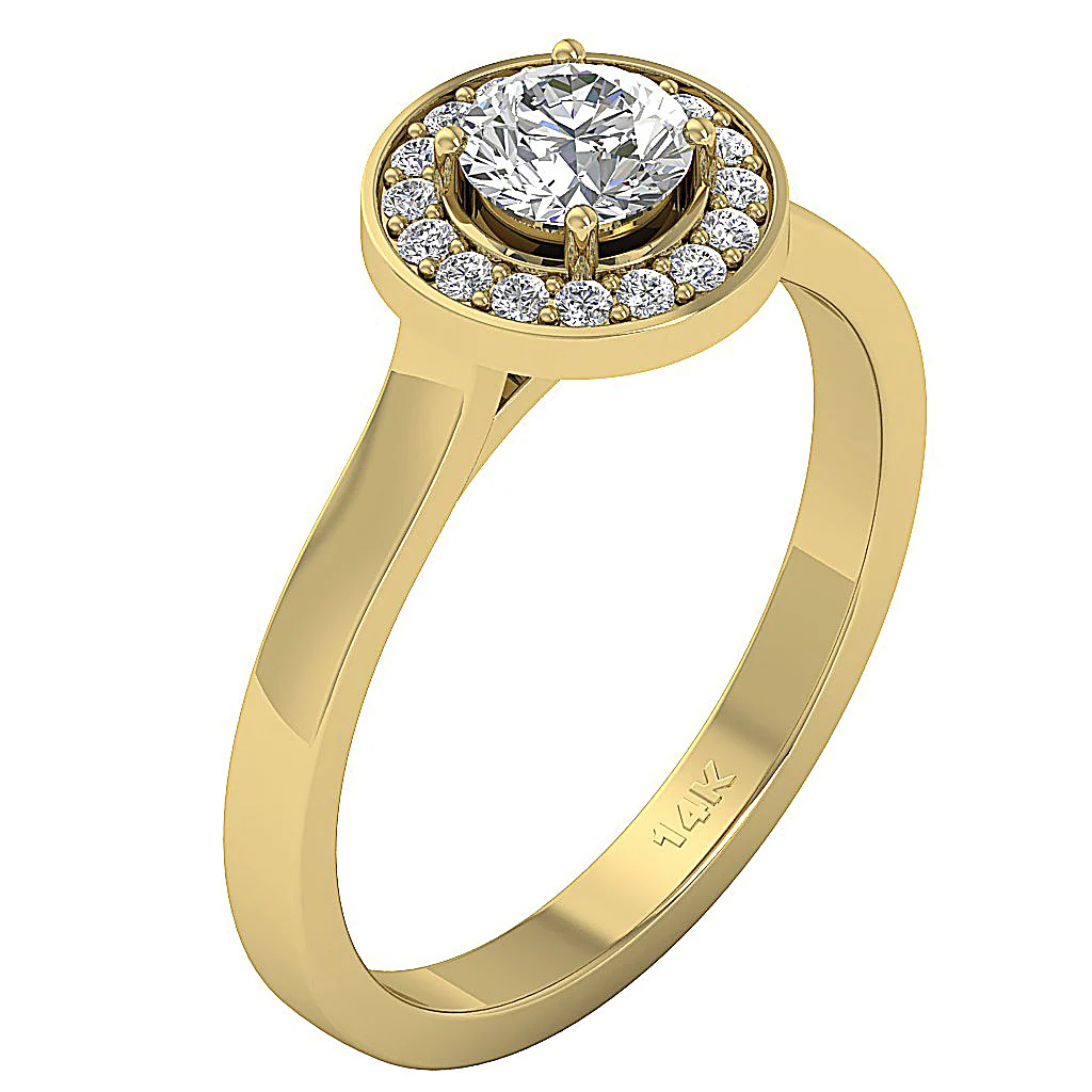 The Cillian Genuine Diamond 14k White Yellow Rose Gold Halo Solitaire Engagement Ring - Image 3