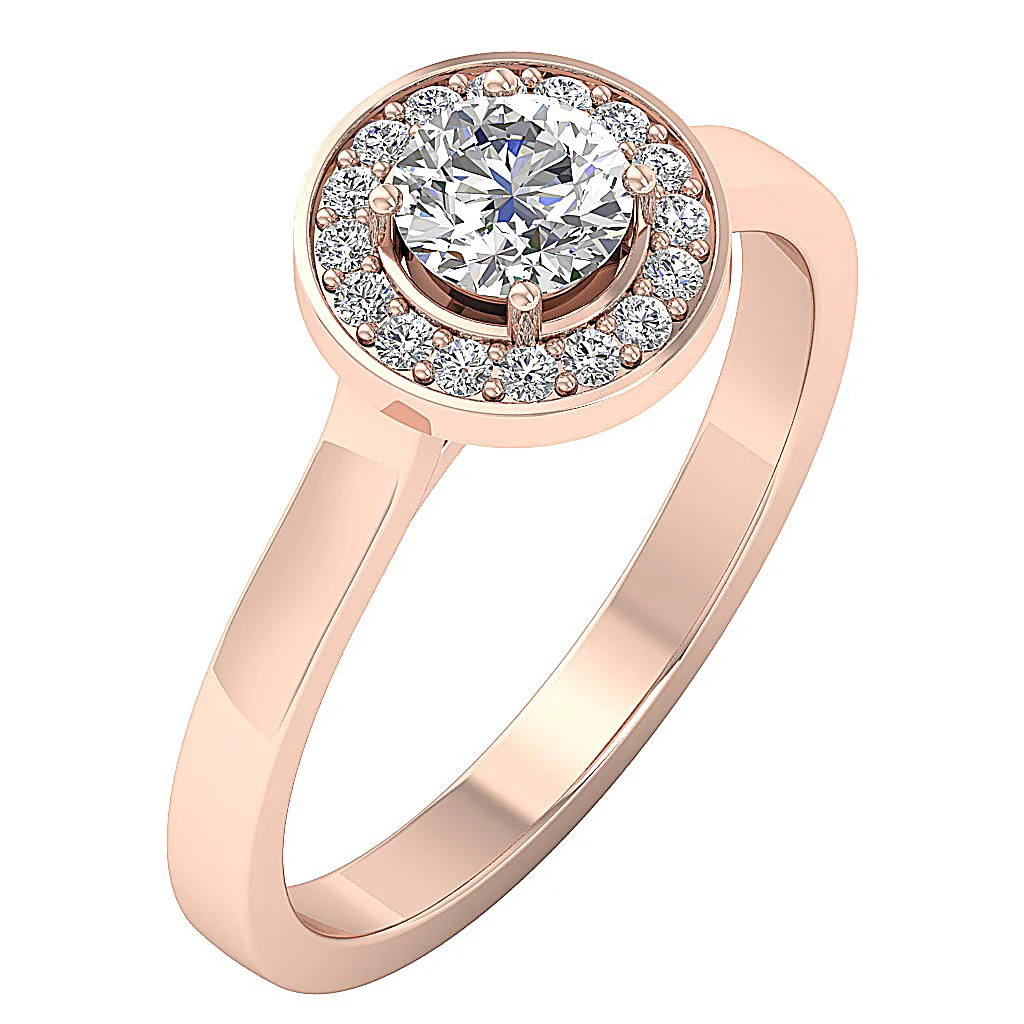 The Cillian Genuine Diamond 14k White Yellow Rose Gold Halo Solitaire Engagement Ring - Image 4
