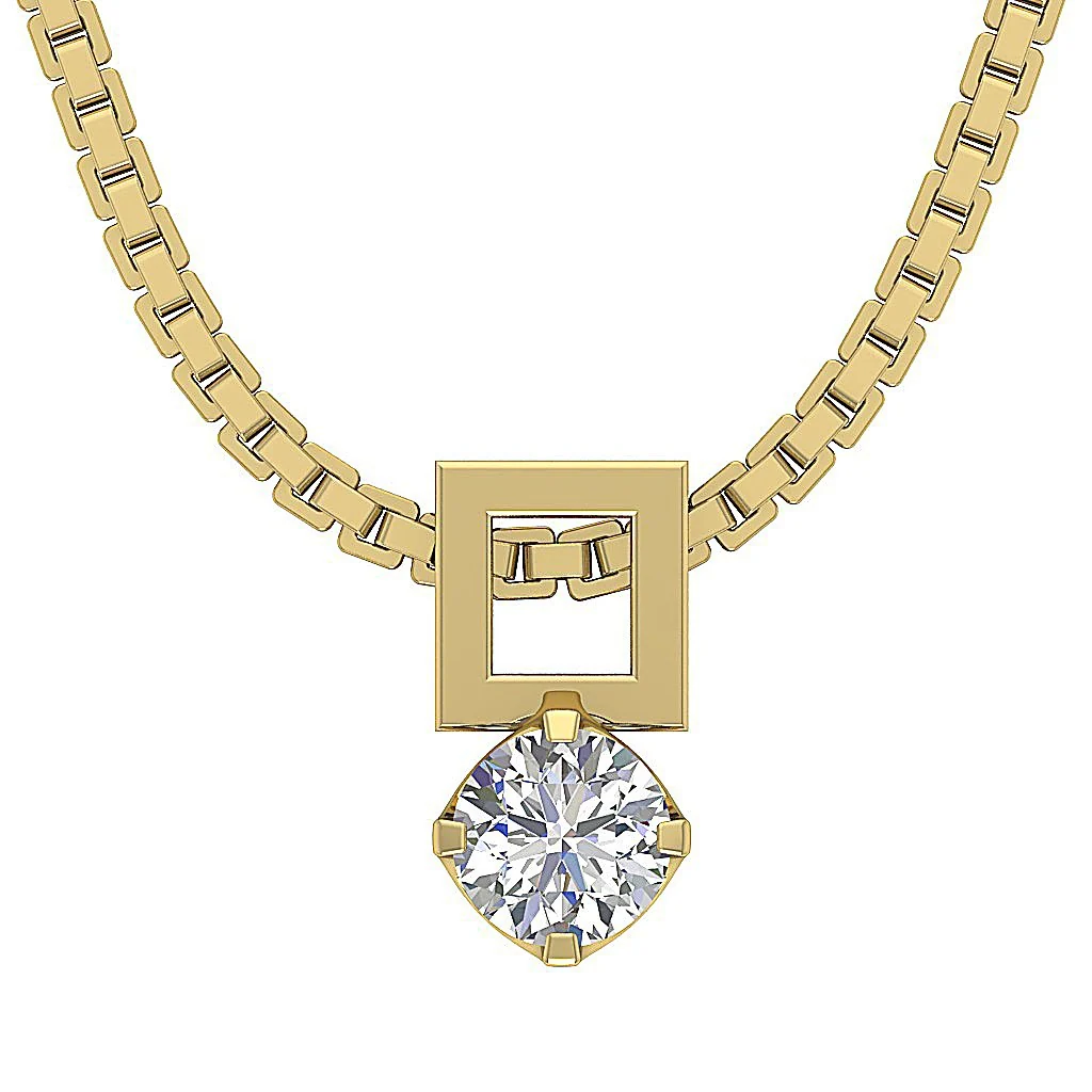 I1/SI1 G 0.30Ct Round Cut Diamond Designer Prong Set Solitaire Pendant Necklace 14K Solid Gold - Image 3
