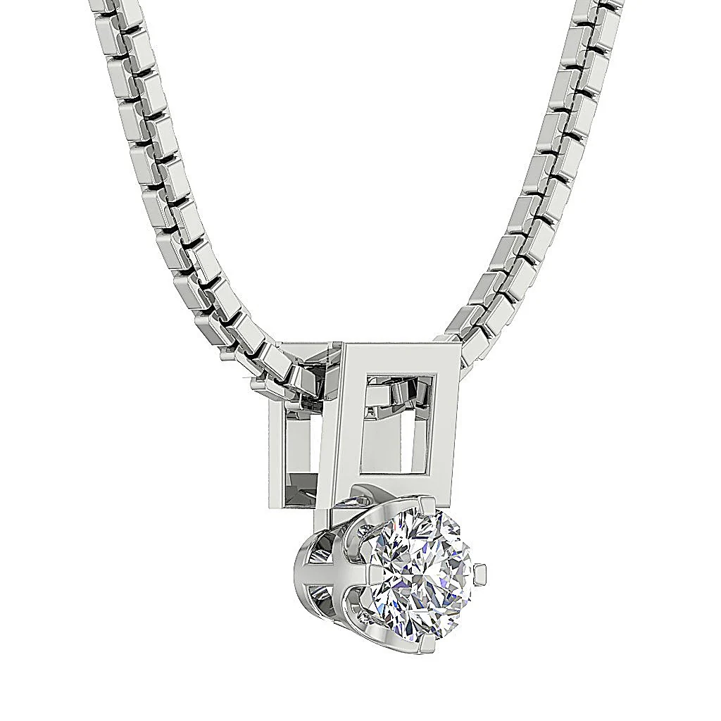I1/SI1 G 0.30Ct Round Cut Diamond Designer Prong Set Solitaire Pendant Necklace 14K Solid Gold - Image 6