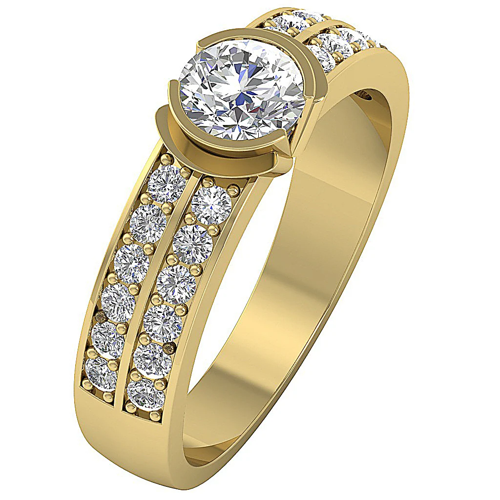The Clay For Women Solitaire With Accents Round Cut Diamond Ring 14K Rose Gold 6.15 mm - Image 3