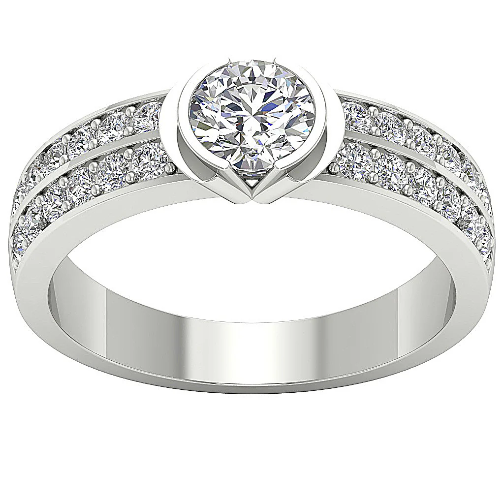 The Clay For Women Solitaire With Accents Round Cut Diamond Ring 14K Rose Gold 6.15 mm - Image 4