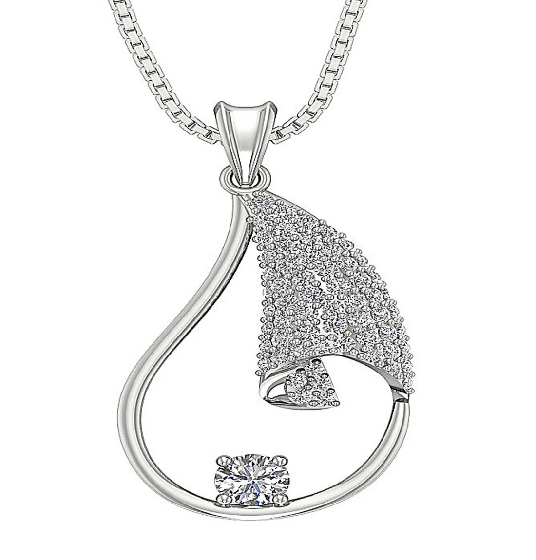The Clayton Genuine Diamond 14K Solid Gold Fashion Pendant 1.04 Inch Prong Set