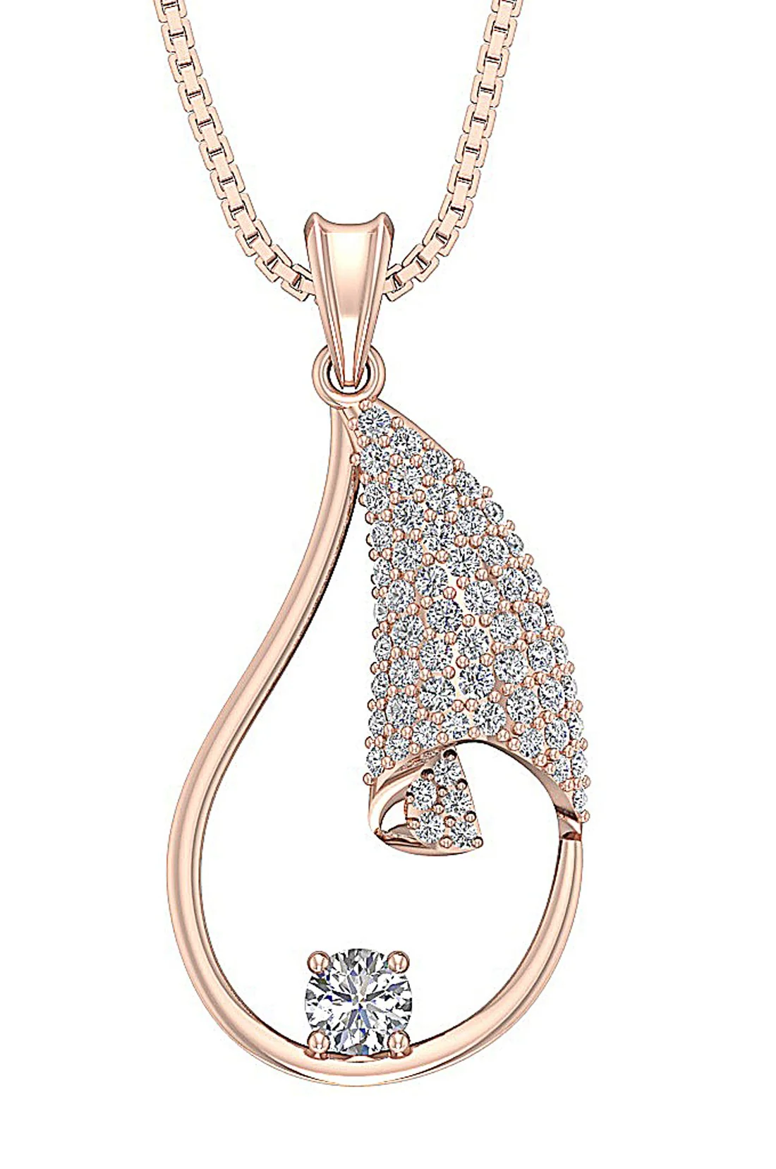 The Clayton Genuine Diamond 14K Solid Gold Fashion Pendant 1.04 Inch Prong Set - Image 3