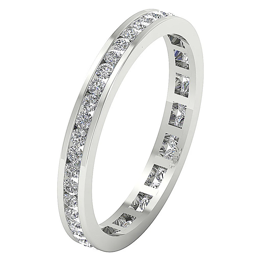 The Clayton Round Diamond 14K Gold Channel Set Full Eternity Stackable Ring 2.70 mm - Image 2