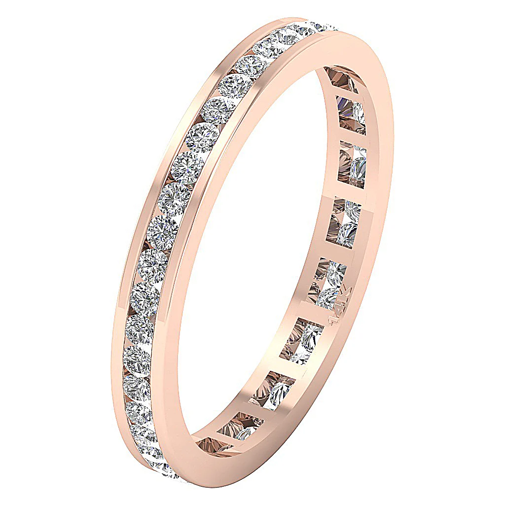 The Clayton Round Diamond 14K Gold Channel Set Full Eternity Stackable Ring 2.70 mm - Image 3