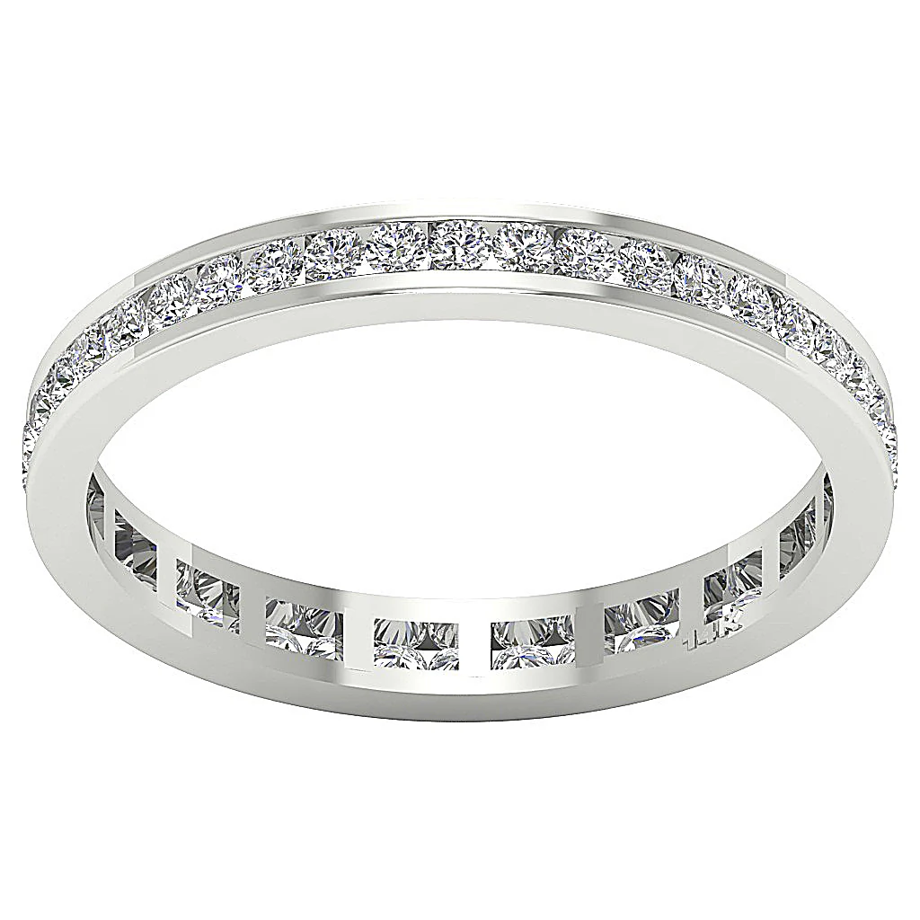 The Clayton Round Diamond 14K Gold Channel Set Full Eternity Stackable Ring 2.70 mm - Image 4