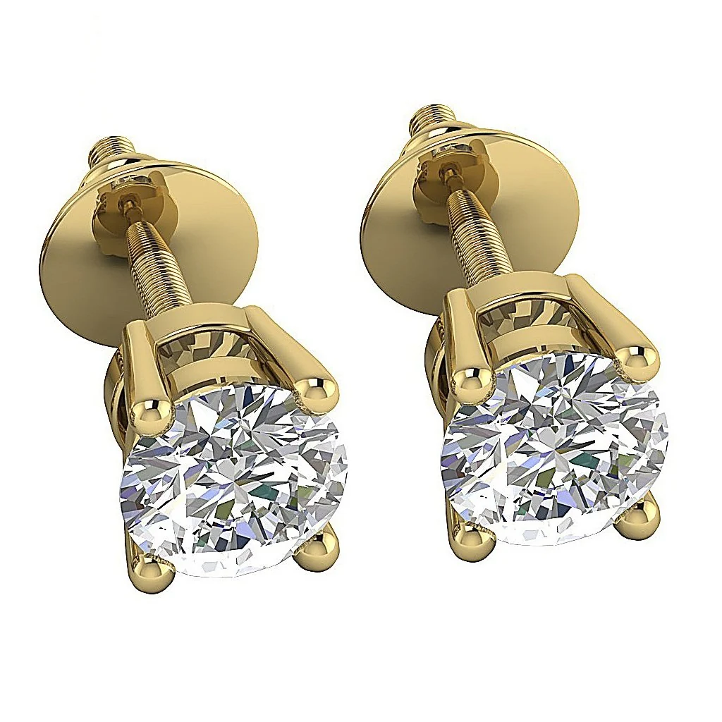 SI1 G 0.85Ct Elegant Solitaire Round Diamond 14K Gold Stud Earring Prong Set - Image 4