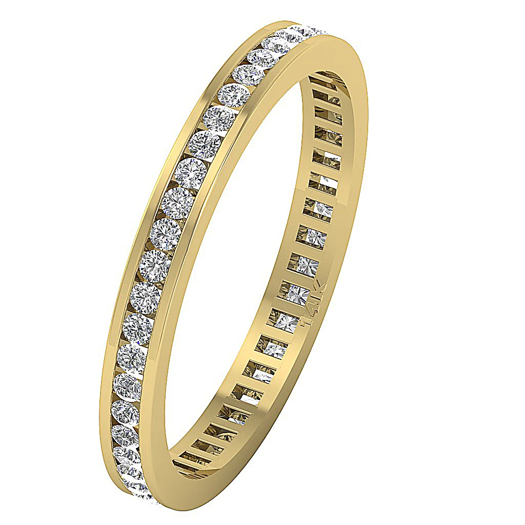 The Cody Natural Diamond 14K White Gold Full Eternity Wedding Ring Channel Setting - Image 3