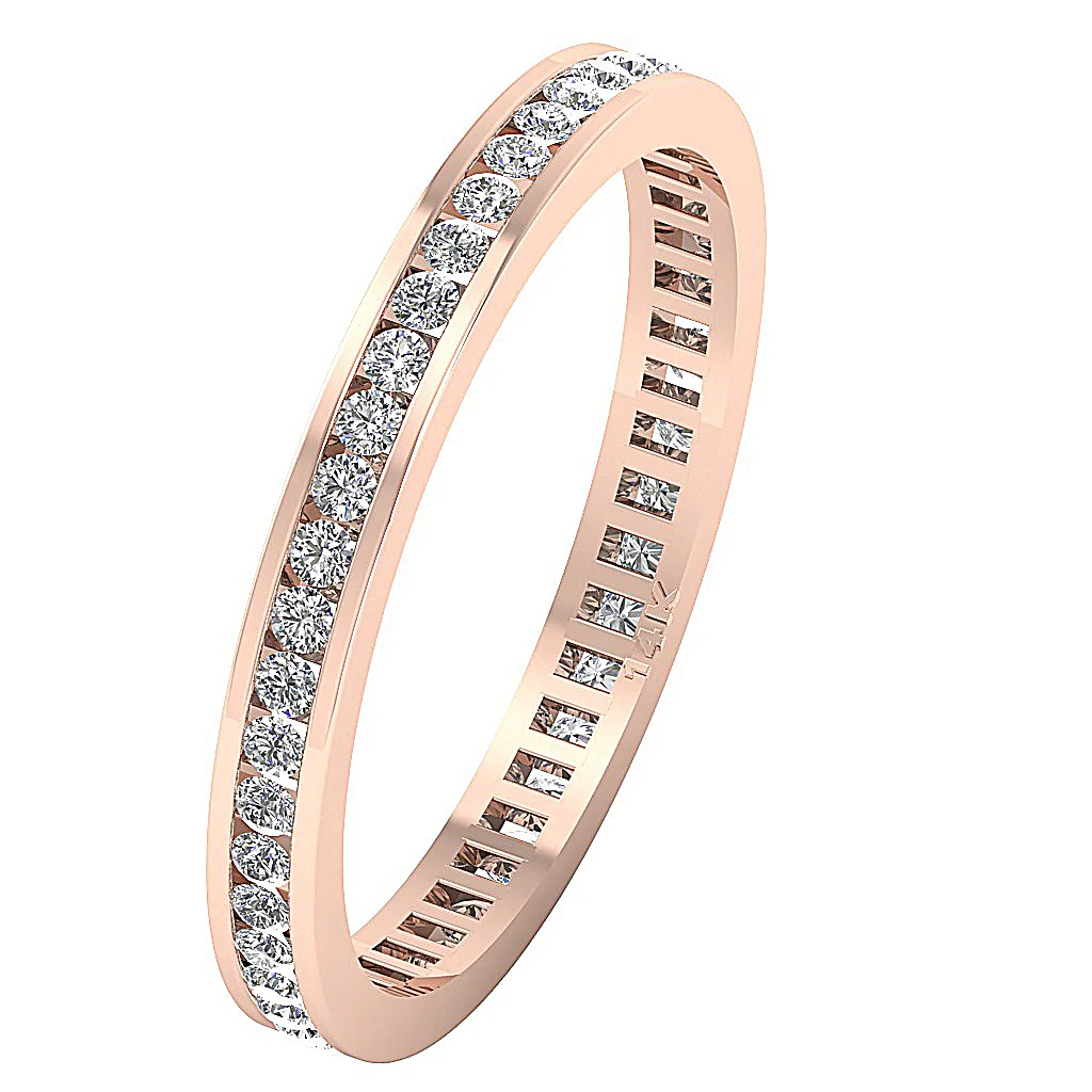 The Cody Natural Diamond 14K White Gold Full Eternity Wedding Ring Channel Setting - Image 4
