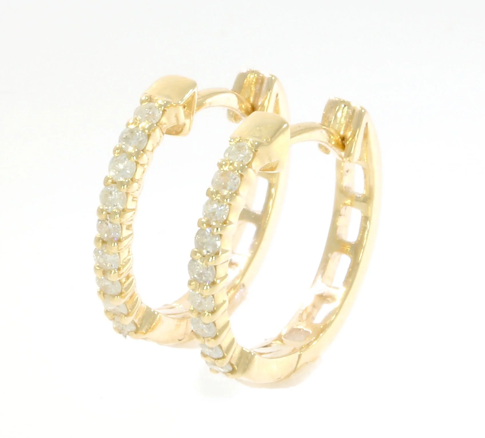 The Cohen Round Brilliant Cut Diamond Hoop Earring Prong Set - Image 3